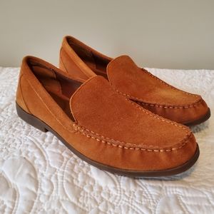 FRANCO SARTO Women's Tan/Rust Leather Slip On Loafers, Shoes